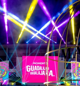 a stage that has some lights on it